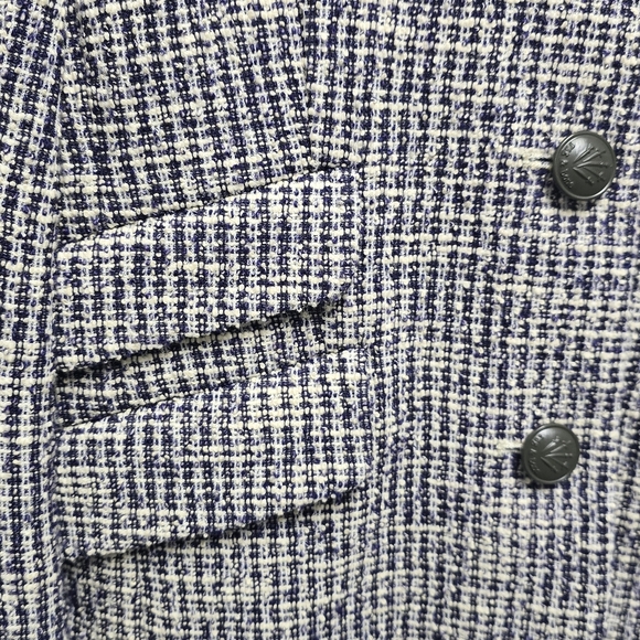 rag & bone Navy Cream Tweed Blazer Jacket | Textured Cotton Blend | Size 6 - Picture 9 of 11